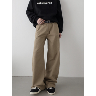 男女chenafit宽松直筒阔腿长裤 裤 复古简约卡其色工装 INKNOTS美式