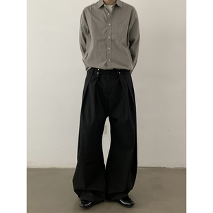 INKNOTS简约高级感条纹弯刀西裤 男女cleanfit廓形垂感休闲阔腿裤