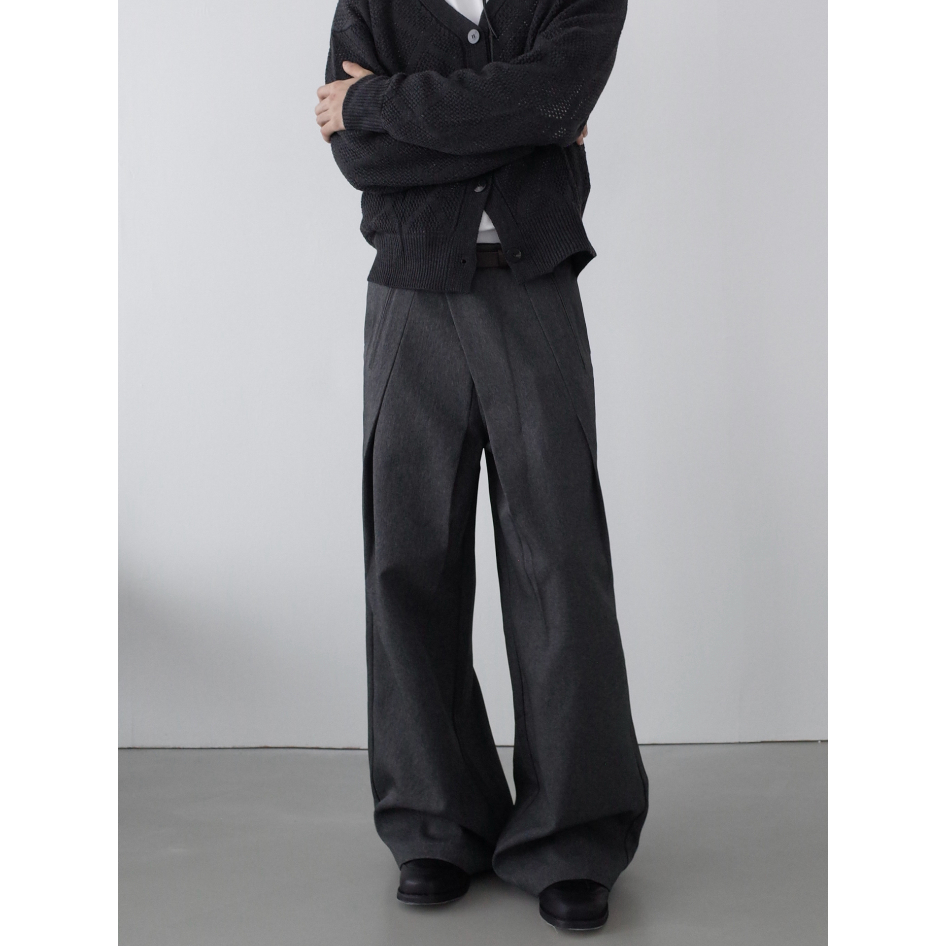 INKNOTS高智设计感褶皱阔腿西裤