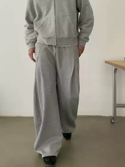 Inknots American Retro Structured Cut Fleece-Lined Scimitar Sweatpants Unisex Loose Casual Straight-Leg Sports Pants Trendy