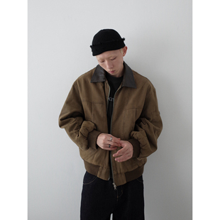 INKNOTS美式 棉衣男女水洗做旧翻领夹克宽松外套 复古加厚拼接工装
