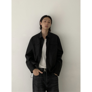 男女通勤休闲宽松百搭长袖 简约黑色衬衫 衬衣 美式 INKNOTS早秋新款