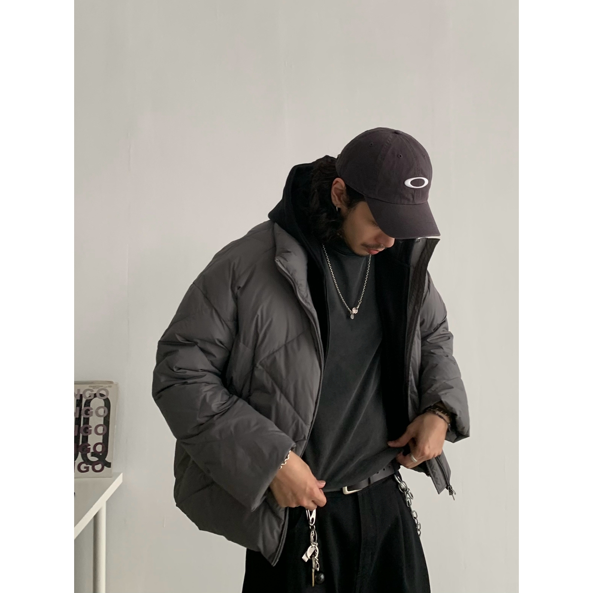 INKNOTS菱形格复古羽绒服羽绒服