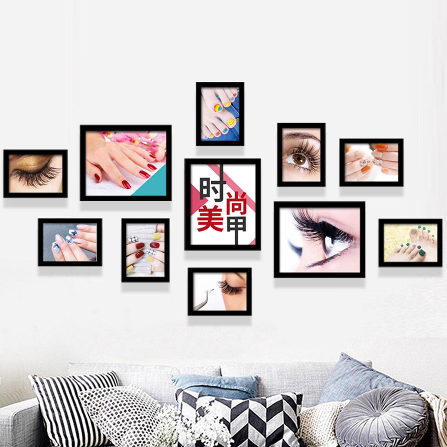 眉眼唇美甲美睫图片纹绣装饰画