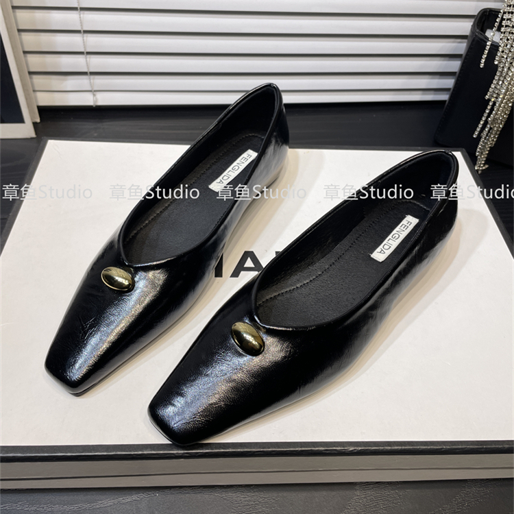 内增高软皮舒适浅口单鞋女平底鞋