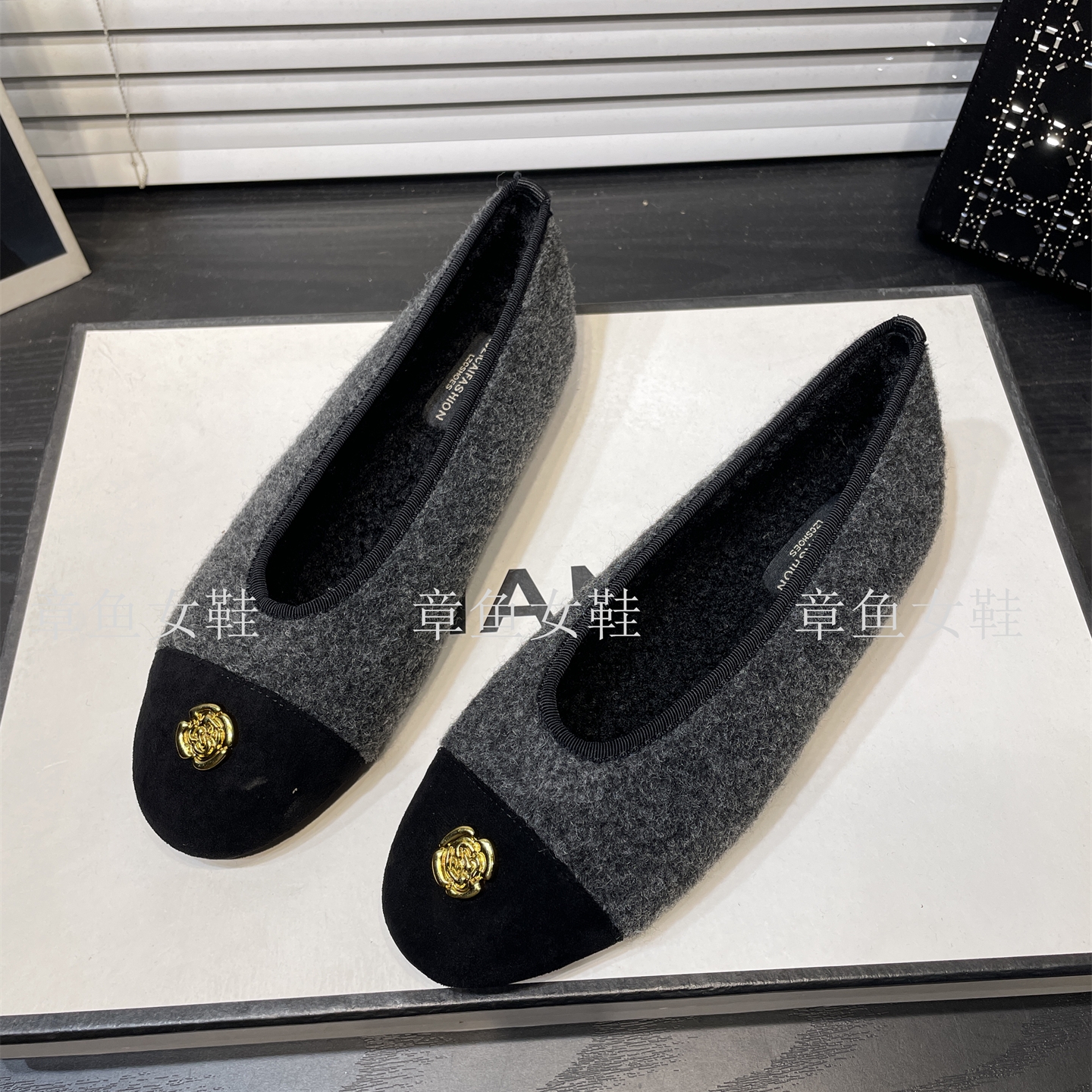 圆头保暖棉鞋毛呢加绒浅口单鞋