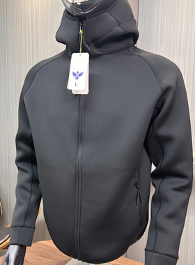 CF&CLO 空气层太空棉卫衣 男士秋季连帽拉链夹克休闲运动外套开衫