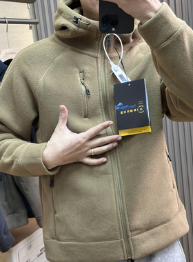 AIRBOX高密高克户外机能风冬装情侣款加厚双面摇粒绒连帽保暖外套