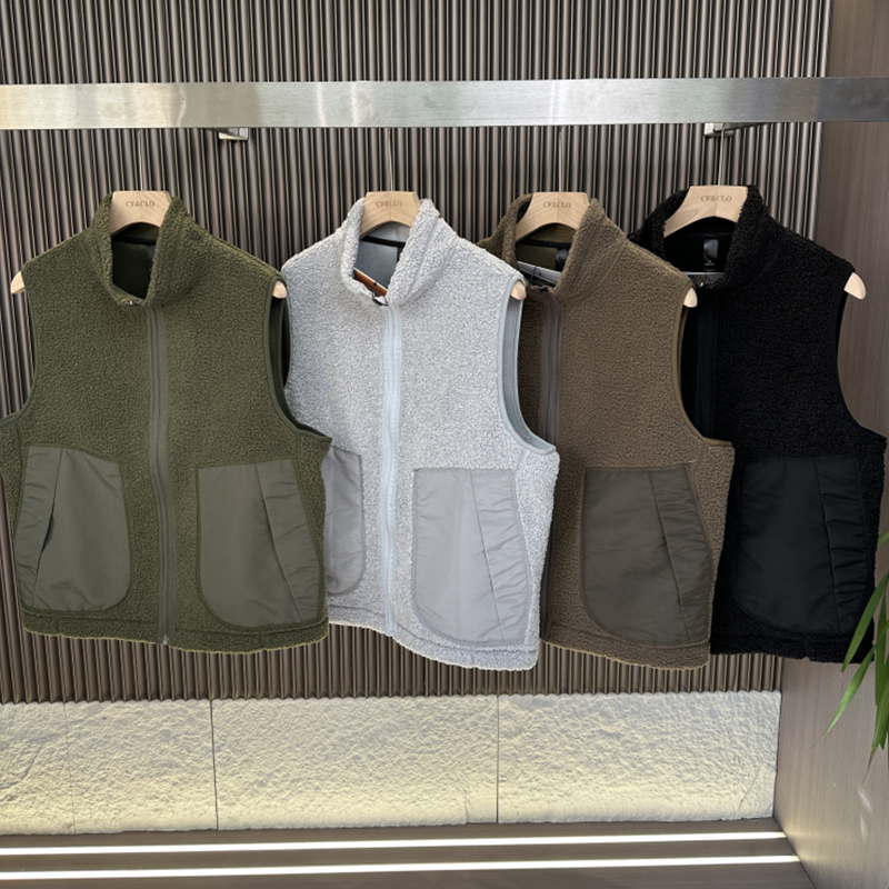 男士外贸保暖科技暖绒立领马甲潮