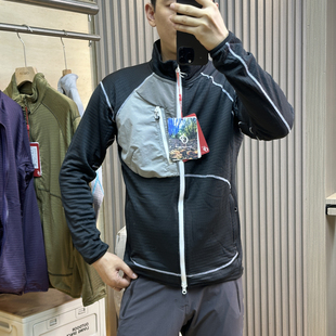 情侣户外出片神衣男女款 撞色棋盘格一体绒抓绒衣保暖透气立领外套