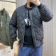 美式 秋冬男菱形格绗缝保暖棒球领羽绒服90鸭绒飞行夹克外套 潮流