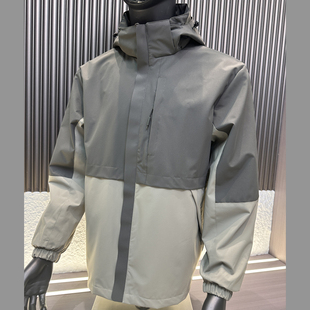 CF&CLO户外拼色男女情侣登山外套防水防风透气拆卸帽冲锋衣夹克潮