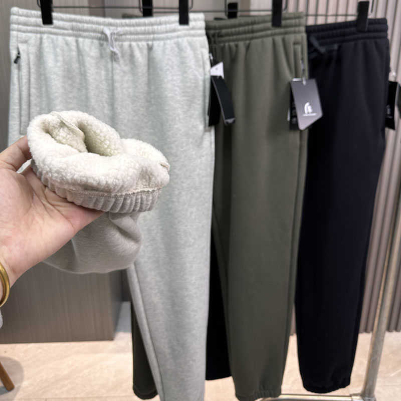 棉仿羊羔绒保暖松紧腰束脚卫裤冬