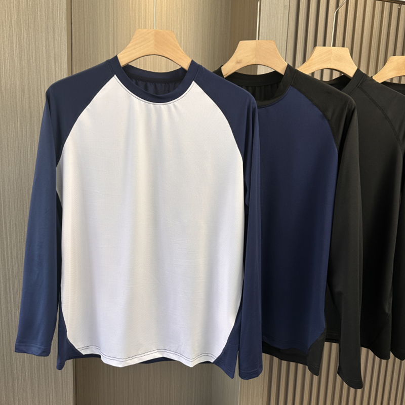 男士健身插肩袖圆领长袖运动衫
