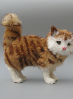 仿真花猫摆件皮毛工艺品