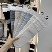 5双 无骨堆堆袜 薄款 包邮 JIAOSE30404袜子女花边竖条纹中筒袜夏季