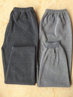 春秋冬男士青中老年摇粒绒门襟裤家居裤加绒保暖睡裤纯棉长裤纯色