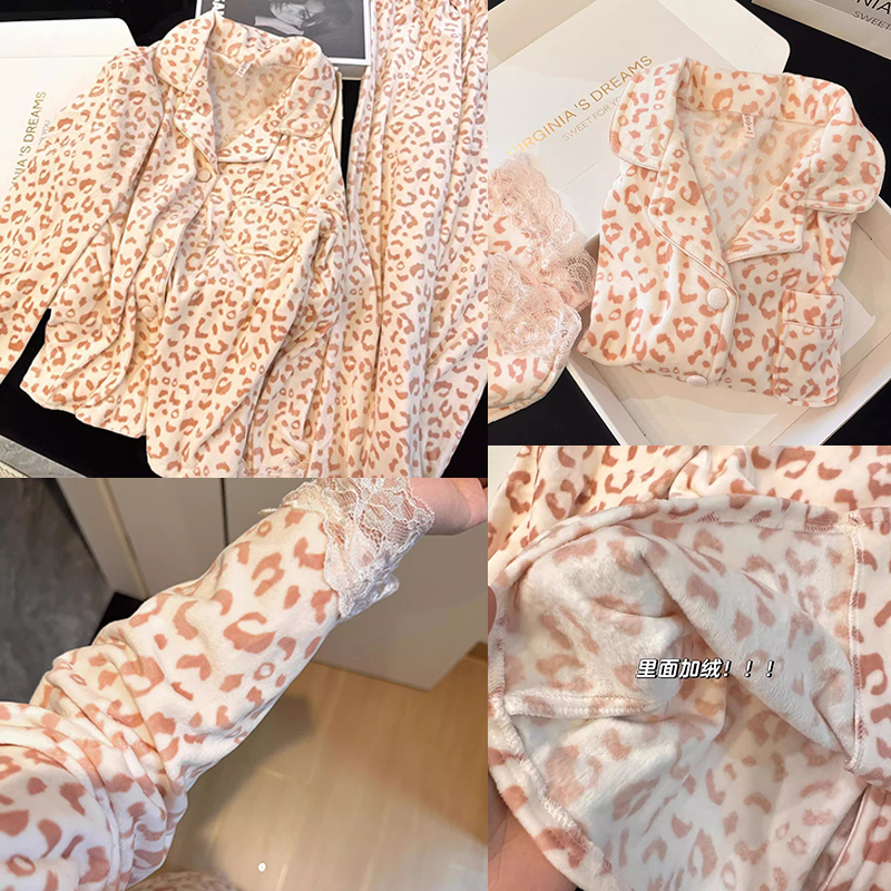 加绒冬季海岛绒少女家居服两件套