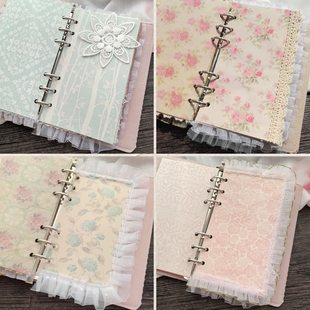 活页A6手工纸合集丨6孔彩色蕾丝花边内页本芯 田园复古装饰分隔页