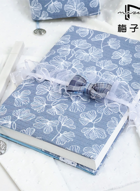 蓝色叶脉 A5A6手账本书衣 weeks方形网格日记本简约植物手帐礼物