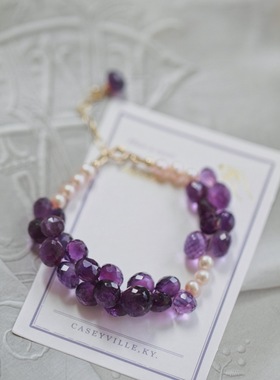 女紫水晶原创设计手链