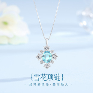雪花项链实拍托帕石锁骨链女S925纯银小众时尚轻奢高级感项饰