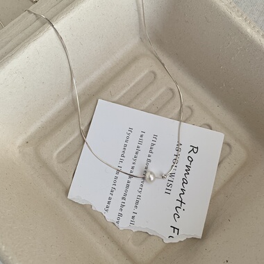 白茶曙光简约小众个性925纯银项链女淡水珍珠锁骨链蛇骨链ins风