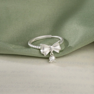 铃兰瑰梦S925纯银甜美蝴蝶结铃兰花戒指女在逃公主花朵开口指环