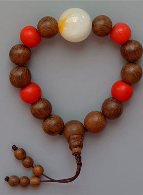 月=华4262清代新疆和田玉羊脂白玉籽料珠沉香木珠明代琉璃珠手串