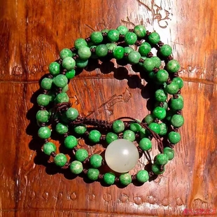 笙=香3272清代天然A货缅甸老坑阳绿翡翠珠新疆和田玉珠项链证书