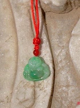 天=心1736天然A货缅甸老坑正阳绿翡翠平安佛吊坠挂件冰糯种带证书