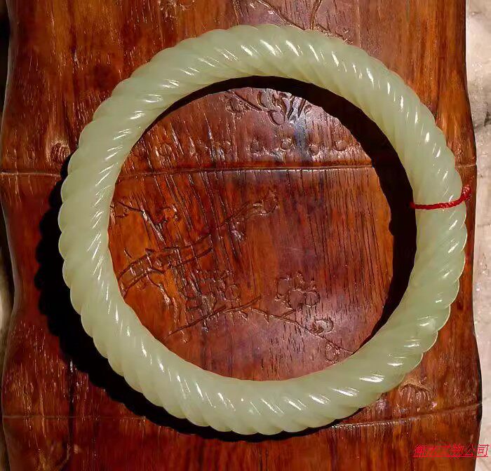 秋=晓2393清代天然新疆和田玉黄玉籽料圆条绞丝麻花玉手镯子60