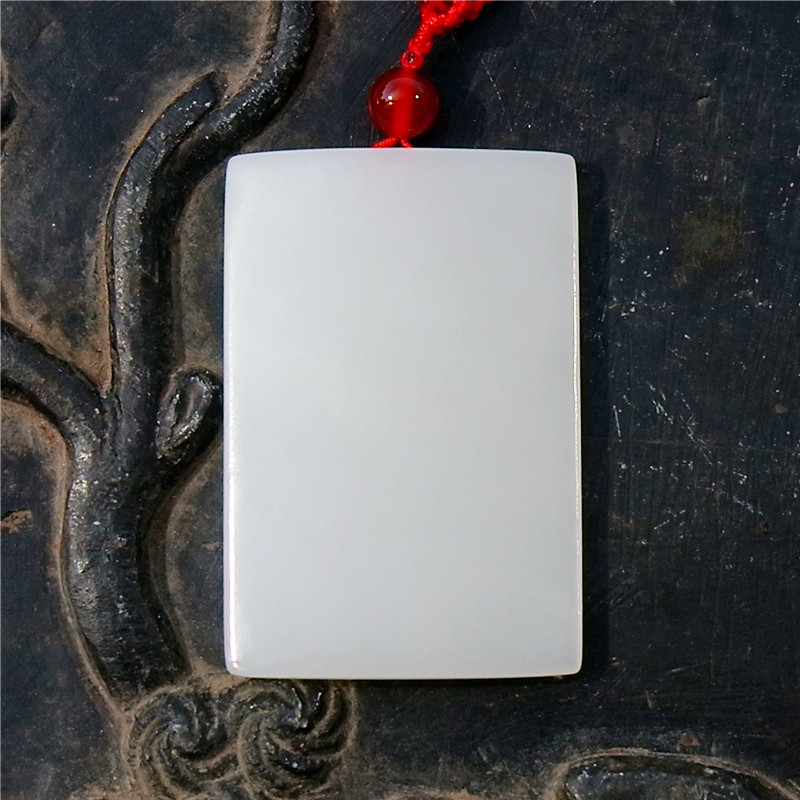 雪=意0006天然新疆和田玉一级白羊脂玉籽料平安无事牌子挂件吊坠