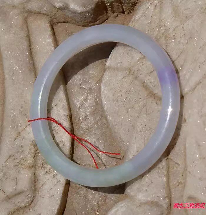 素=练1102天然A货缅甸老坑春带彩翡翠童镯玉手镯子冰糯种带证书41