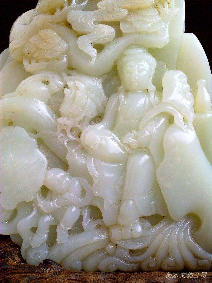 云=雪7663天然新疆和田玉羊脂玉籽料观音摆件收藏品支持