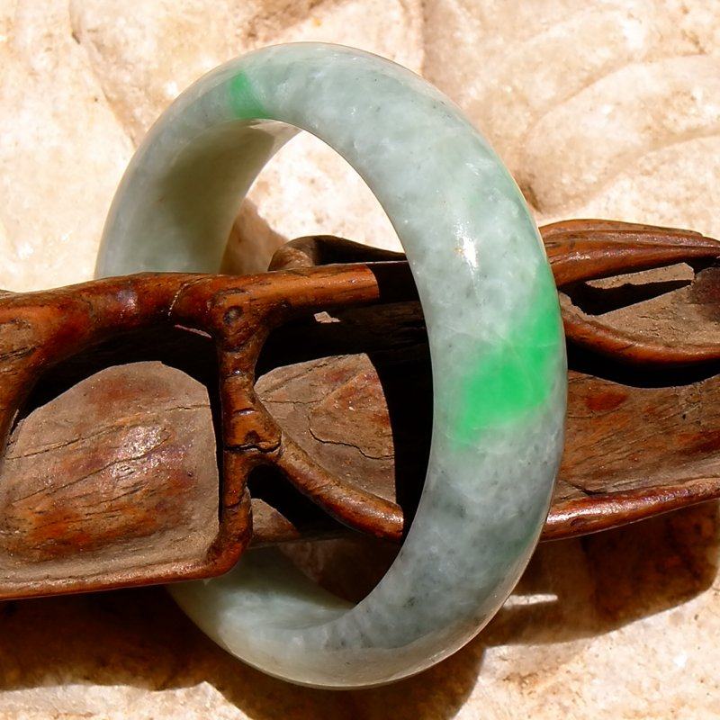 空=谷1283天然a货缅甸老坑正阳绿翡翠手镯子冰糯种鉴定证书复检56