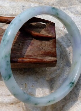 花=影8760天然A货缅甸老坑紫罗兰春带彩翡翠手镯子冰糯种带证书57