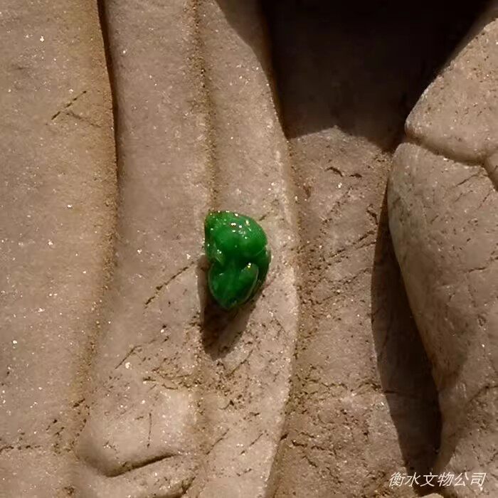 幽=香0520天然A货缅甸老坑正阳绿翡翠貔貅戒面嵌件冰糯种证书复检