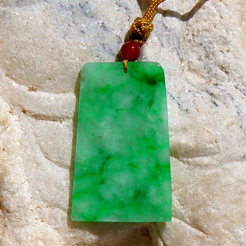 心=知9882清代天然a货缅甸老坑正阳绿翡翠平安无事牌吊坠挂件复检