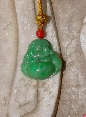 翠=清8108天然A货缅甸老坑正阳绿翡翠佛公吊坠挂件宝玉石证书复检