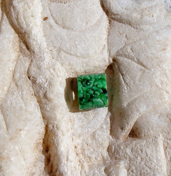 春=铭0152天然A货缅甸老坑正阳绿翡翠雕花女士戒指扳指证书复检12