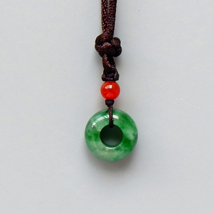 竹=袖 3529天然A货缅甸老坑冰糯种正阳绿翡翠路路通吊坠挂件证书