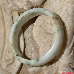 风=啼0655库存80年代天然A货缅甸老坑经典翡翠手镯子带证书复检55
