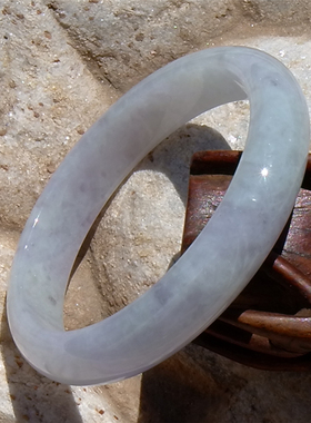 知=芳0872天然A货缅甸老坑紫罗兰春带彩翡翠手镯子证书复检53