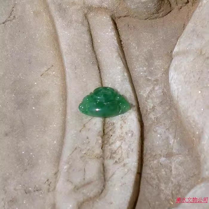 天然A货缅甸老坑翡翠佛戒面嵌件
