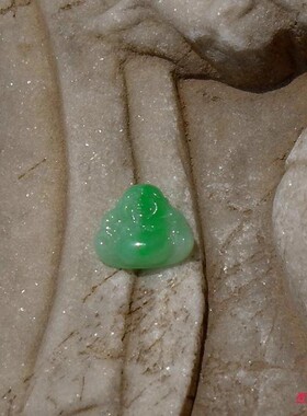 兰=心9615天然A货缅甸老坑正阳绿翡翠佛公戒面嵌件冰糯种证书复检