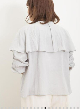 CK2B 日单   肌理纯棉大披肩领单排扣开襟长袖衬衫 单穿打底