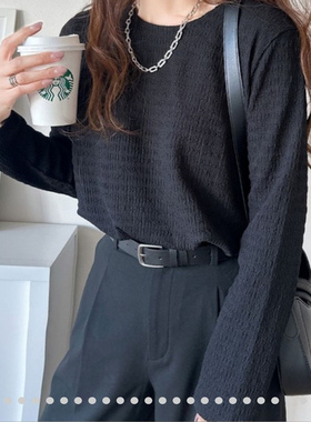 限时包邮！CK1B 日单  压皱面料休闲百搭 套头长袖上衣 打底外穿