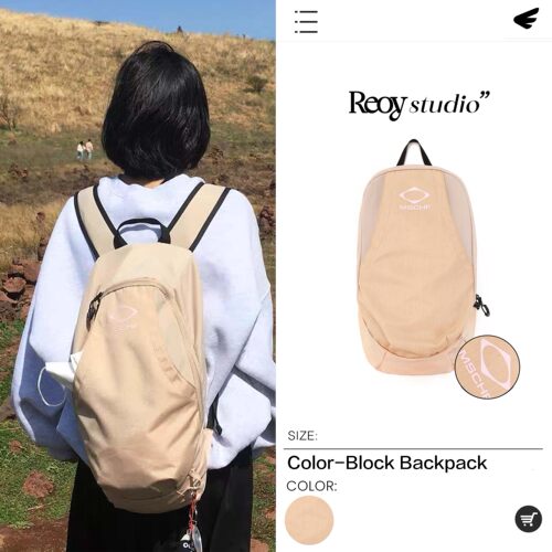 mschf小众设计菱形撞色双肩包