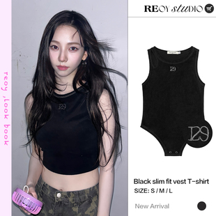 REOY STUDIO定制柳智敏同款ILLIGO辣妹风设计感刺绣无袖显瘦背心
